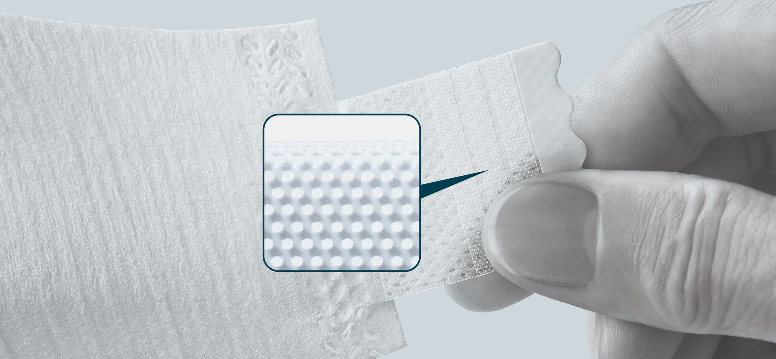 Close-up of hook closure fastening system on a baby diaper